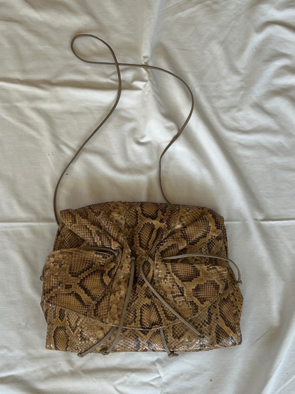 Vtg Carlos Falchi Genuine Snakeskin Leather Shoulder Crossbody Butterfly Bag